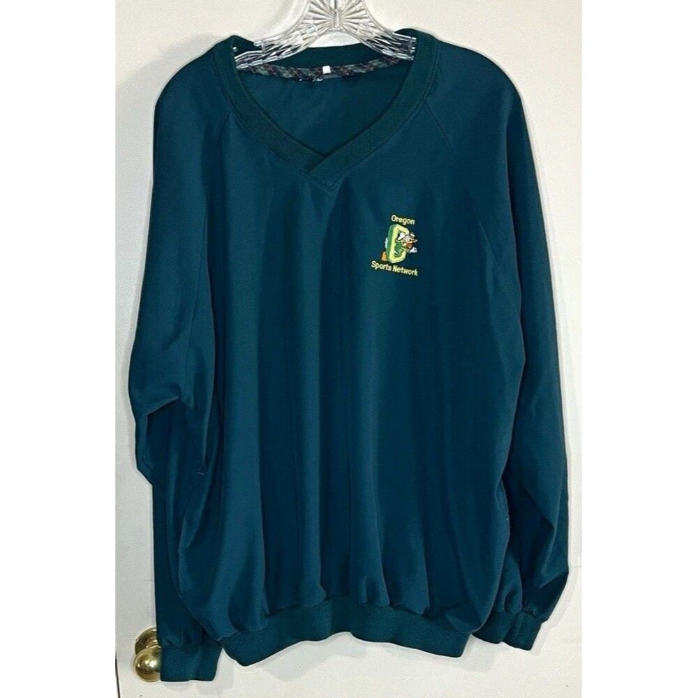 Sahara by William Heet Men's Teal V-Neck Pullover Jacket Embroidered Logo 54"